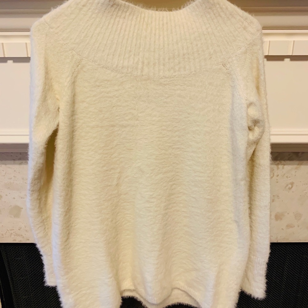 Loft off the should crew neck cream white sweater